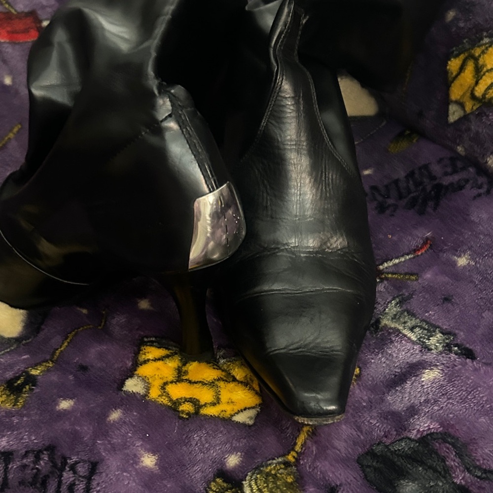 Donald J. Pliner Black Heeled Boots with Silver Accent
